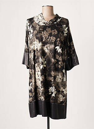 Robe courte manches 3/4 manches 3/4 gris LAUREN VIDAL femme