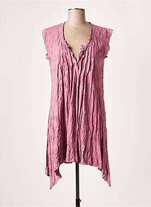 Robe courte manches courtes manches courtes rose LAUREN VIDAL femme