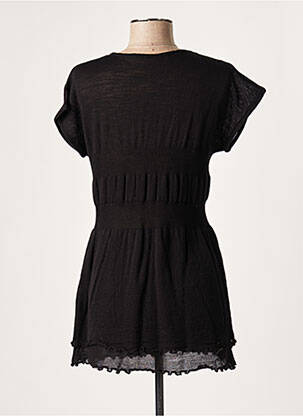 Pull tunique stretch manches courtes noir LAUREN VIDAL femme