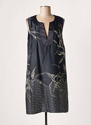 Robe mi-longue imprimé fleurs sans manche bleu LAUREN VIDAL femme