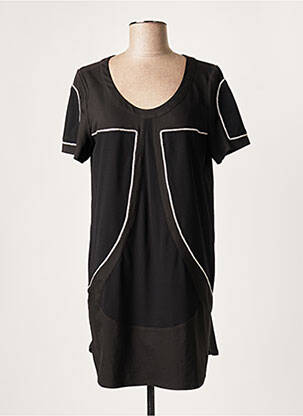 Robe courte fermeture zippée au dos manches courtes noir LAUREN VIDAL femme