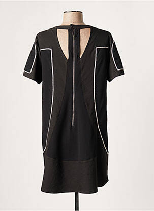 Robe courte fermeture zippée au dos manches courtes noir LAUREN VIDAL femme