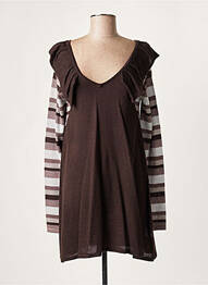 Robe courte manches longues manches longues marron LAUREN VIDAL femme