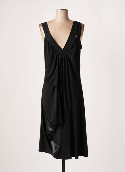 Robe mi-longue coupe fluide fines bretelles noir LAUREN VIDAL femme