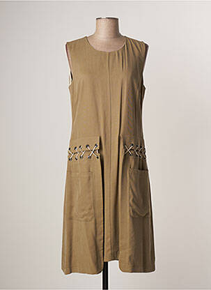 Robe mi-longue sans manche sans manche beige LAUREN VIDAL femme