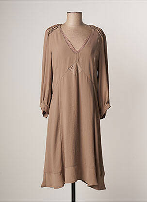 Robe mi-longue manches longues manches longues violet LAUREN VIDAL femme