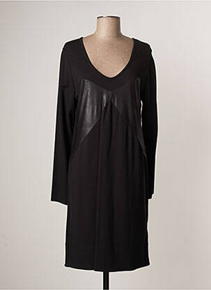 Robe mi-longue manches longues manches longues noir LAUREN VIDAL femme