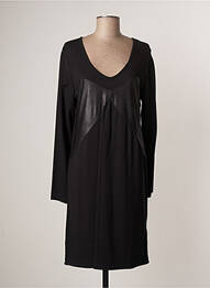 Robe mi-longue manches longues manches longues noir LAUREN VIDAL femme