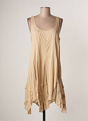 Robe mi-longue coupe évasée sans manche beige VILA femme