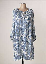 Robe mi-longue coupe fluide manches longues bleu LAUREN VIDAL femme