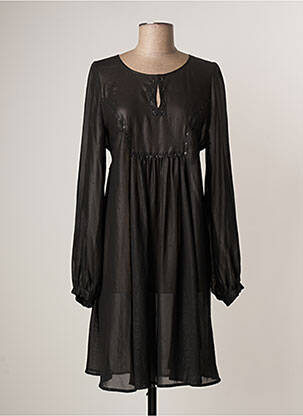 Robe courte manches longues manches longues noir LAUREN VIDAL femme