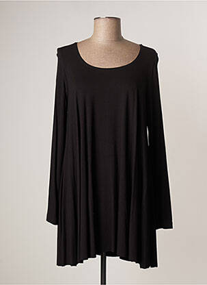 Robe courte coupe évasée manches longues noir LAUREN VIDAL femme