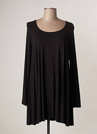 Robe courte coupe évasée manches longues noir LAUREN VIDAL femme