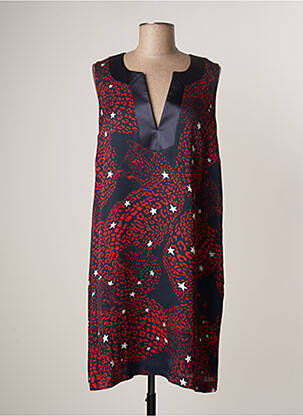 Robe mi-longue imprimé fantaisie sans manche bleu LAUREN VIDAL femme