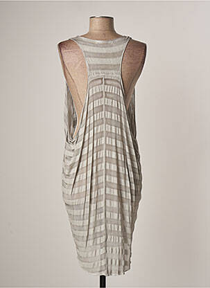 Robe mi-longue coupe fluide sans manche gris LAUREN VIDAL femme