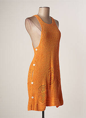 Robe mi-longue sans manche sans manche orange LAUREN VIDAL femme
