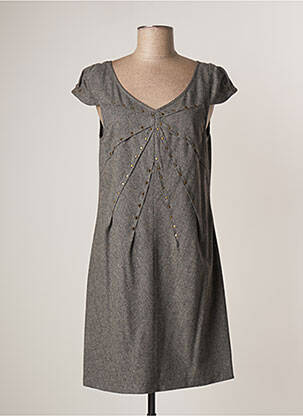 Robe courte manches courtes manches courtes gris LAUREN VIDAL femme