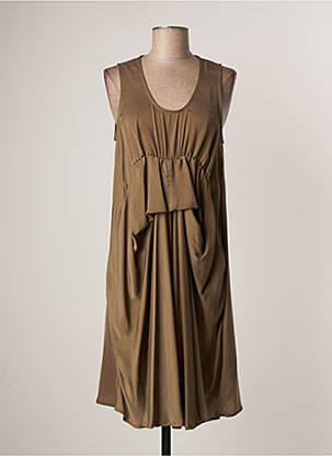 Robe mi-longue coupe fluide sans manche vert LAUREN VIDAL femme