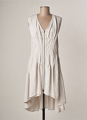 Robe mi-longue tissage crêpe sans manche gris LAUREN VIDAL femme