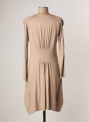 Robe mi-longue manches longues manches longues beige LAUREN VIDAL femme