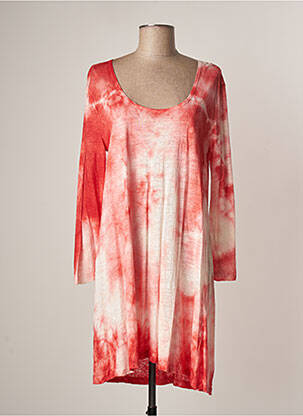 Robe mi-longue manches longues manches longues rouge LAUREN VIDAL femme