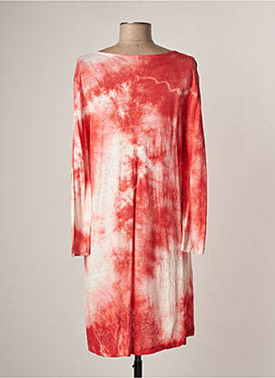 Robe mi-longue manches longues manches longues rouge LAUREN VIDAL femme