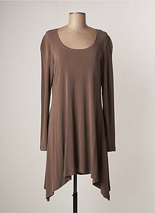 Robe mi-longue manches longues manches longues marron LAUREN VIDAL femme