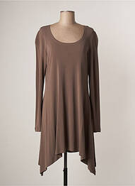 Robe mi-longue manches longues manches longues marron LAUREN VIDAL femme