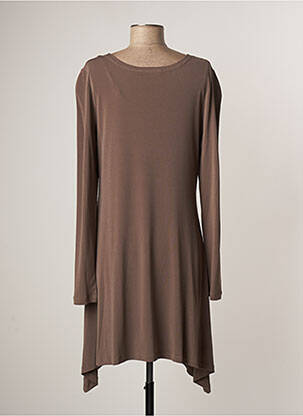 Robe mi-longue manches longues manches longues marron LAUREN VIDAL femme