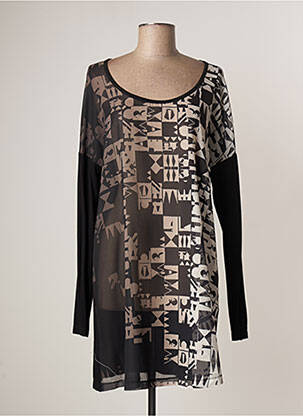 Robe courte manches longues manches longues noir LAUREN VIDAL femme