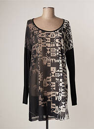 Robe courte manches longues manches longues noir LAUREN VIDAL femme