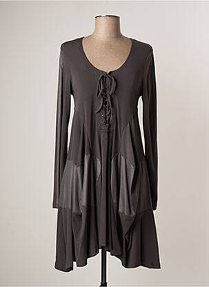 Robe mi-longue manches longues manches longues gris LAUREN VIDAL femme