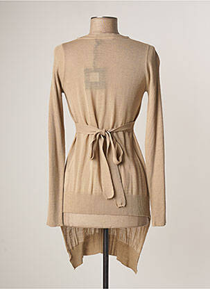 Pull tunique finition bords-côtes manches longues beige LAUREN VIDAL femme