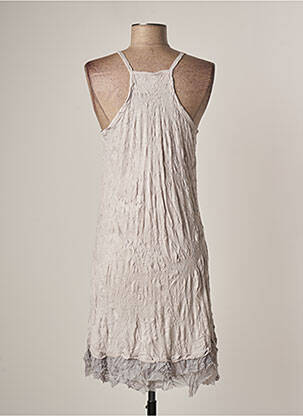 Robe mi-longue col v fines bretelles gris LAUREN VIDAL femme