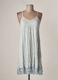 Robe mi-longue col v fines bretelles bleu LAUREN VIDAL femme
