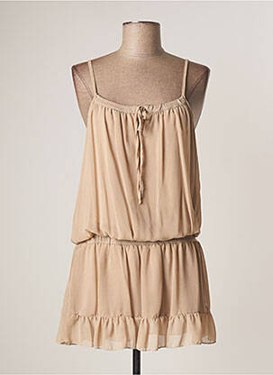Tunique manches longues tissage crêpe beige LAUREN VIDAL femme
