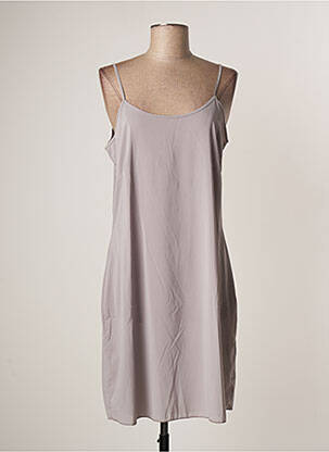Robe mi-longue col rond fines bretelles violet LAUREN VIDAL femme