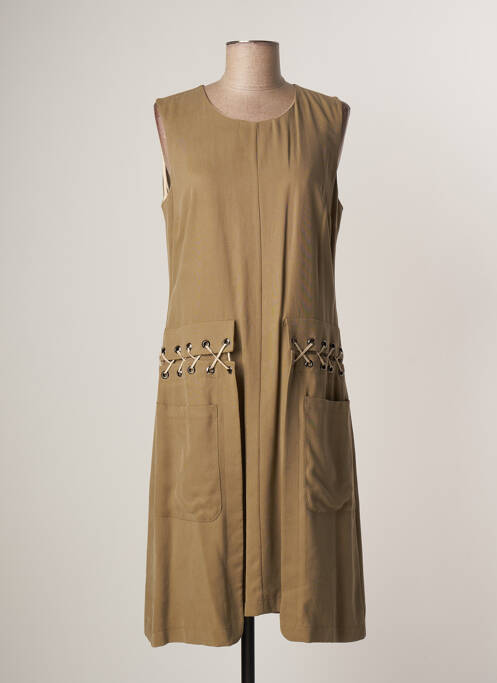 Robe mi-longue sans manche sans manche beige LAUREN VIDAL femme