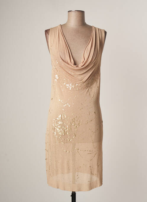 Robe mi-longue beige LAUREN VIDAL pour femme