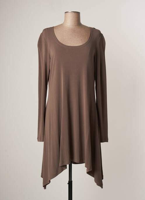 Robe mi-longue marron LAUREN VIDAL pour femme