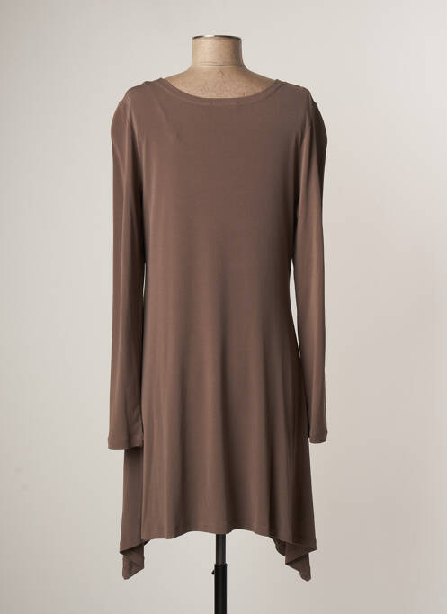 Robe mi-longue marron LAUREN VIDAL pour femme