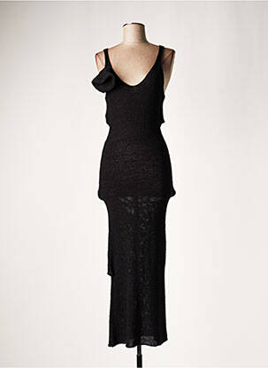 Robe longue coupe cintrée fines bretelles noir LAUREN VIDAL femme