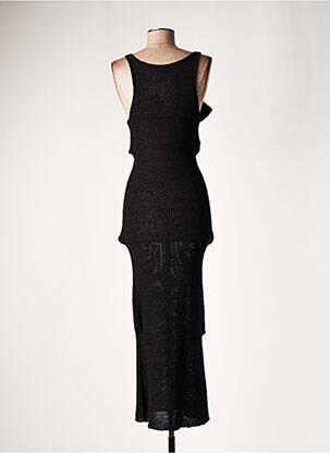 Robe longue coupe cintrée fines bretelles noir LAUREN VIDAL femme