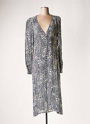 Robe longue manches longues manches longues bleu LAUREN VIDAL femme