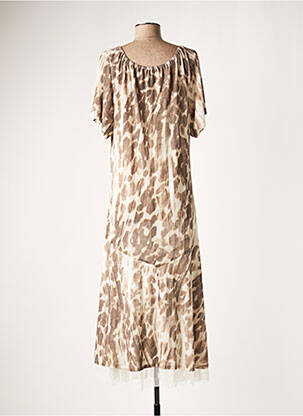 Robe longue manches courtes manches courtes marron LAUREN VIDAL femme