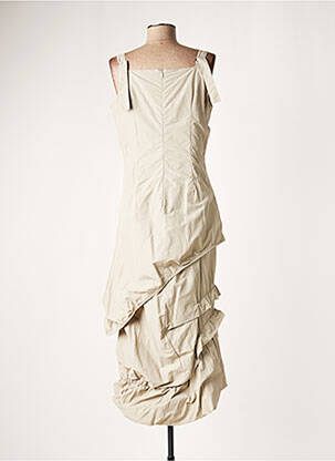 Robe longue coupe évasée fines bretelles beige LAUREN VIDAL femme