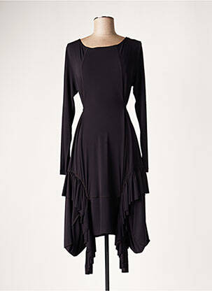 Robe mi-longue manches longues manches longues noir LAUREN VIDAL femme