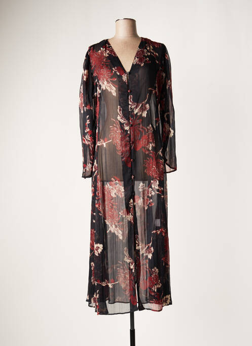 Robe longue manches longues manches longues noir LAUREN VIDAL femme