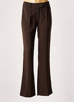 Pantalon large tissage crêpe taille normale marron LAUREN VIDAL femme