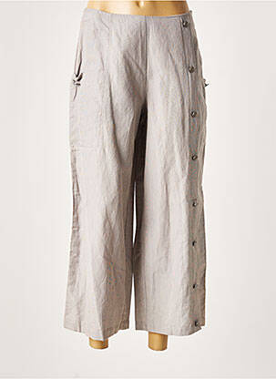 Pantalon 7/8 tissage popeline taille normale marron LAUREN VIDAL femme